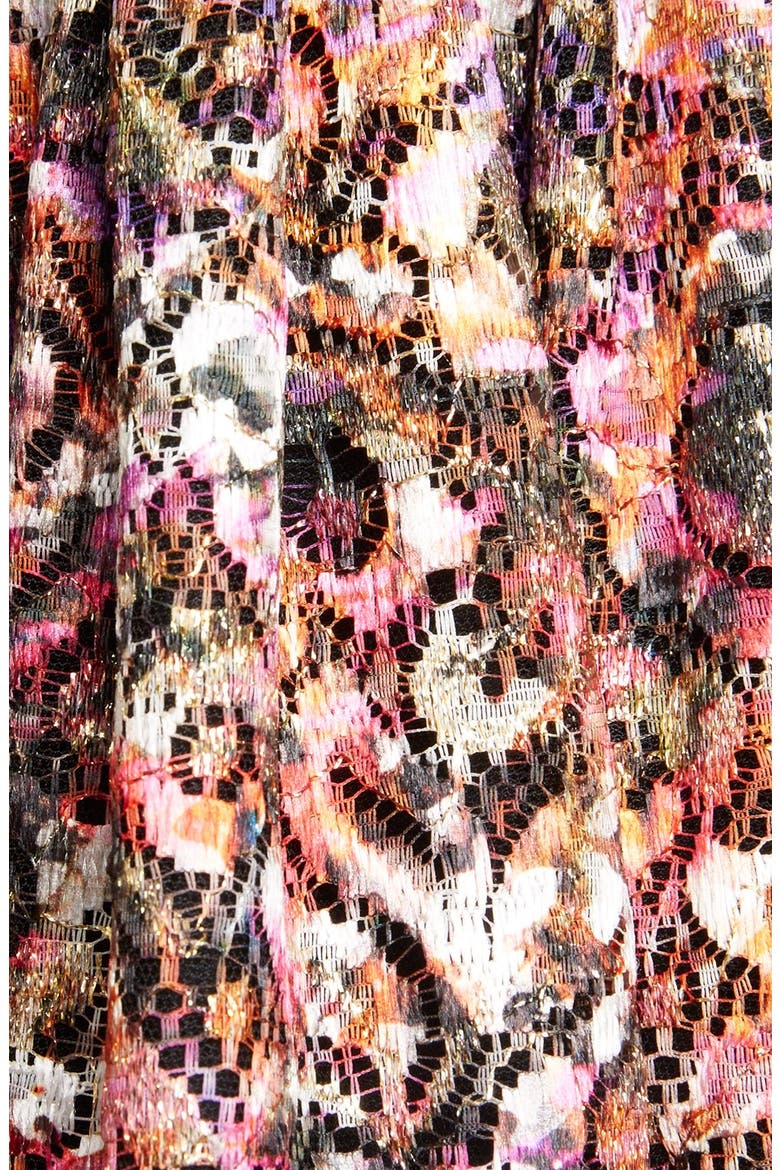 'Lulu' Floral Lace Lamé Dress, Alternate, color, MULTI