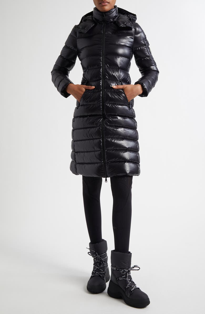 Moncler Moka Quilted Down Long Parka, Main, color, Black/Black