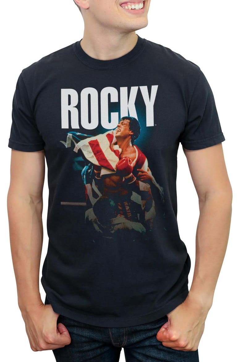 Men's Rocky IV American Flag Movie Poster  Graphic T-Shirt, Main, color, Black