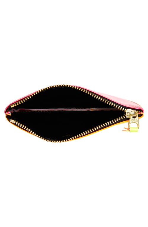Comme Des Garçons Super Fluo Leather Line Zip Pouch In Orange