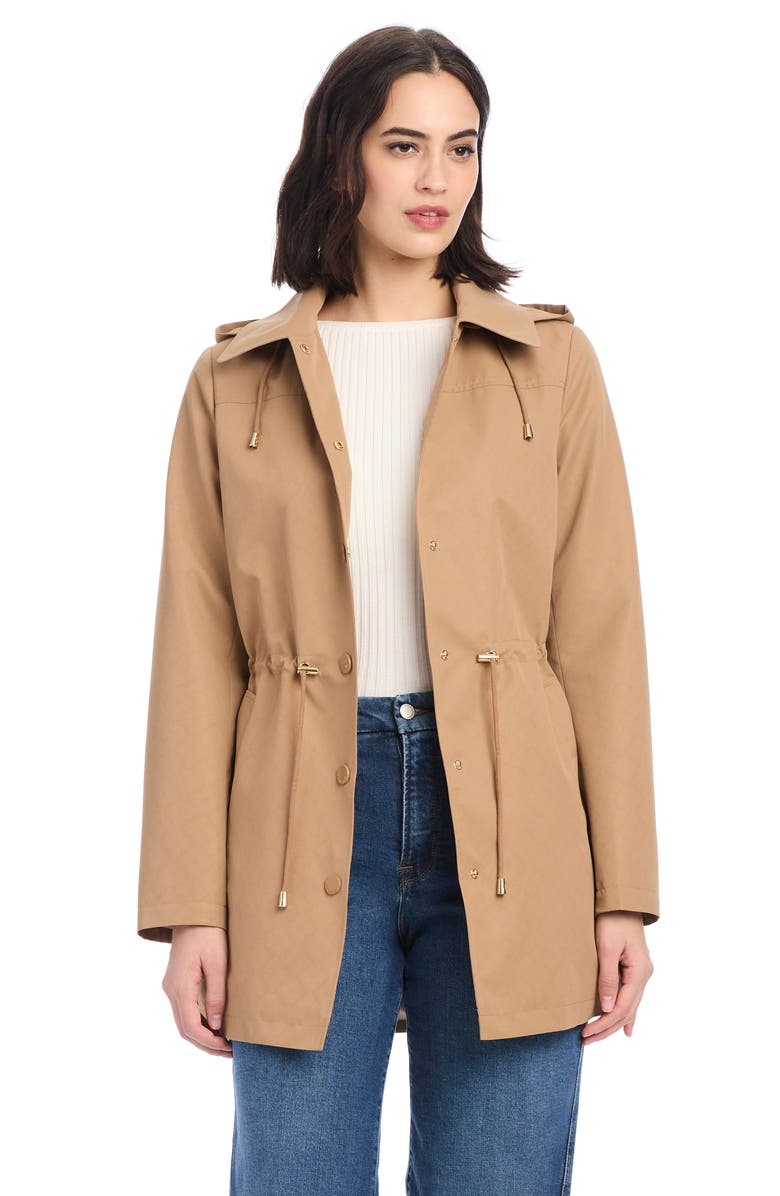 Kate Spade New York Magic Print Hooded Rain Jacket, Alternate, color, Camel