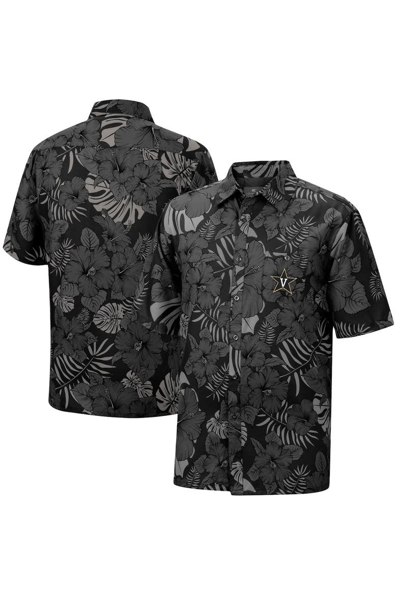 Men's Colosseum Black Vanderbilt Commodores The Dude Camp Button-Up Shirt, Main, color, Black