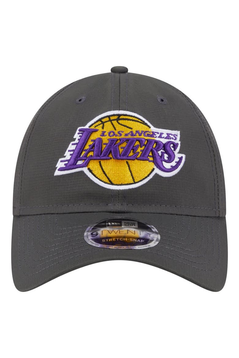 Men's New Era Charcoal Los Angeles Lakers Active Ripstop 9TWENTY Adjustable Hat, Alternate, color, Charcoal