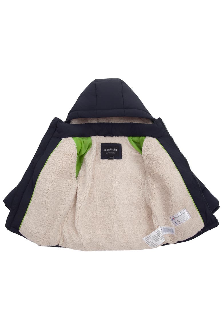 Kids' Ethan Borg Lined Hooded Puffer Jacket, Alternate, color, Navy