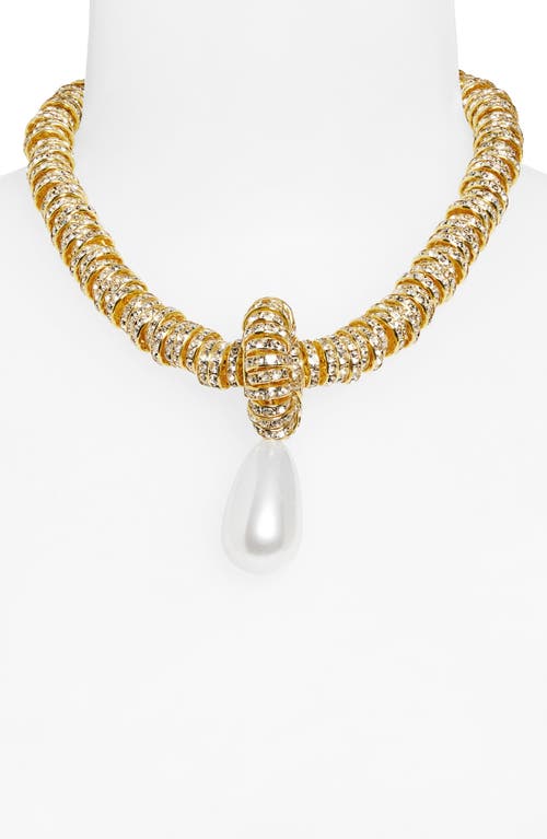 Shop Julietta Faux Pearl Pendant Necklace In Gold