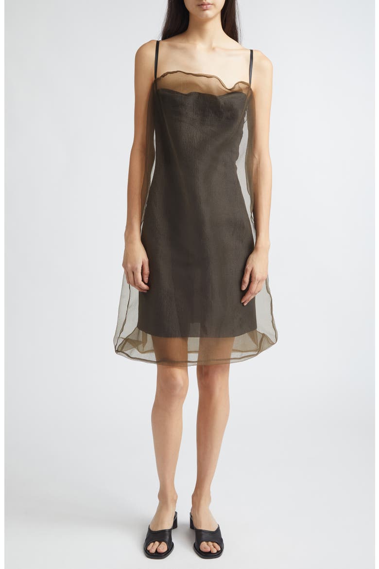 Piccolo Paradiso Organza Dress, Main, color, BROWN