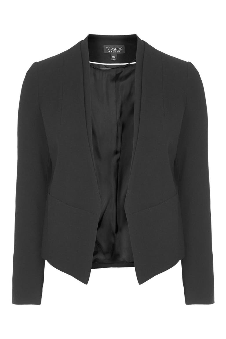 'Poppy' Double Collar Blazer, Alternate, color, BLACK