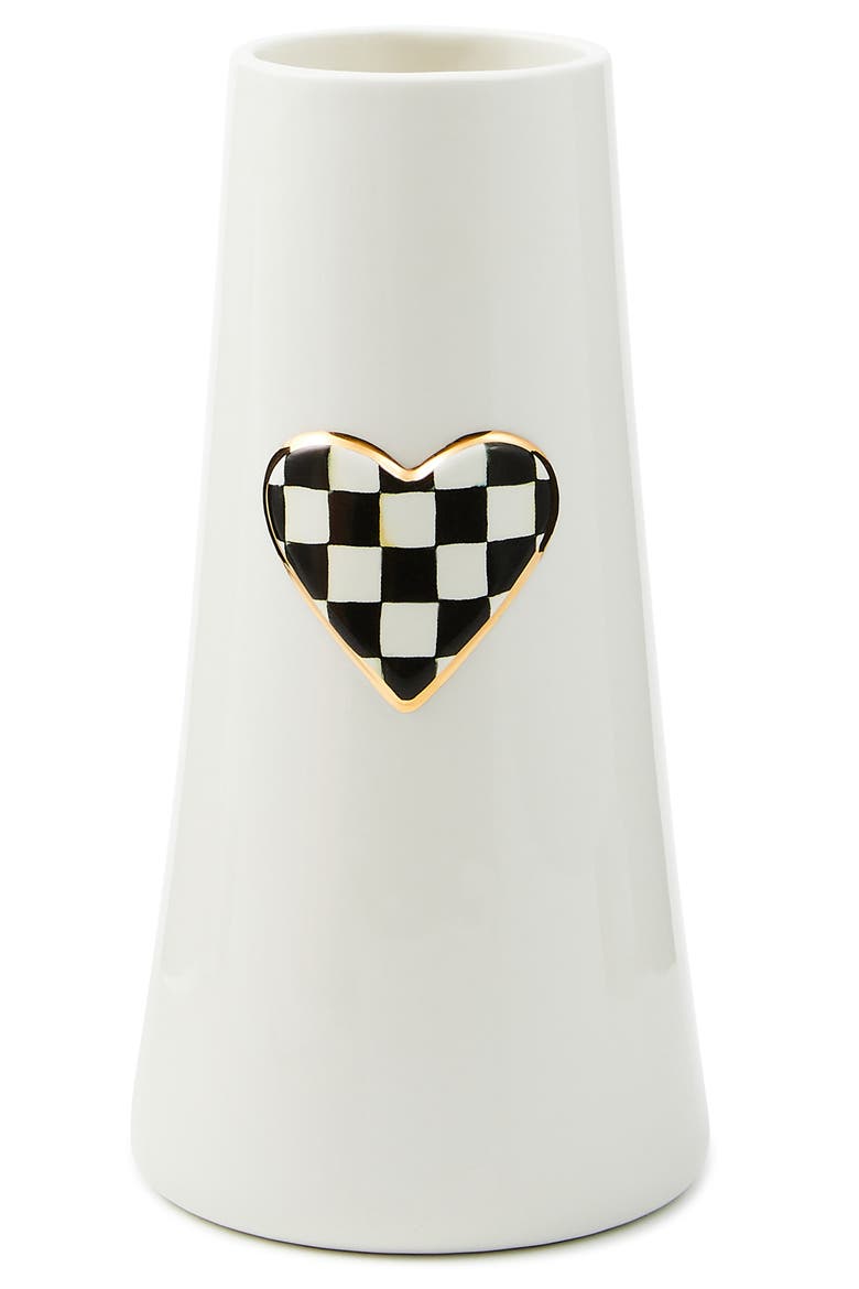 Courtly Check® Heart Vase, Main, color, BLACK/ WHITE