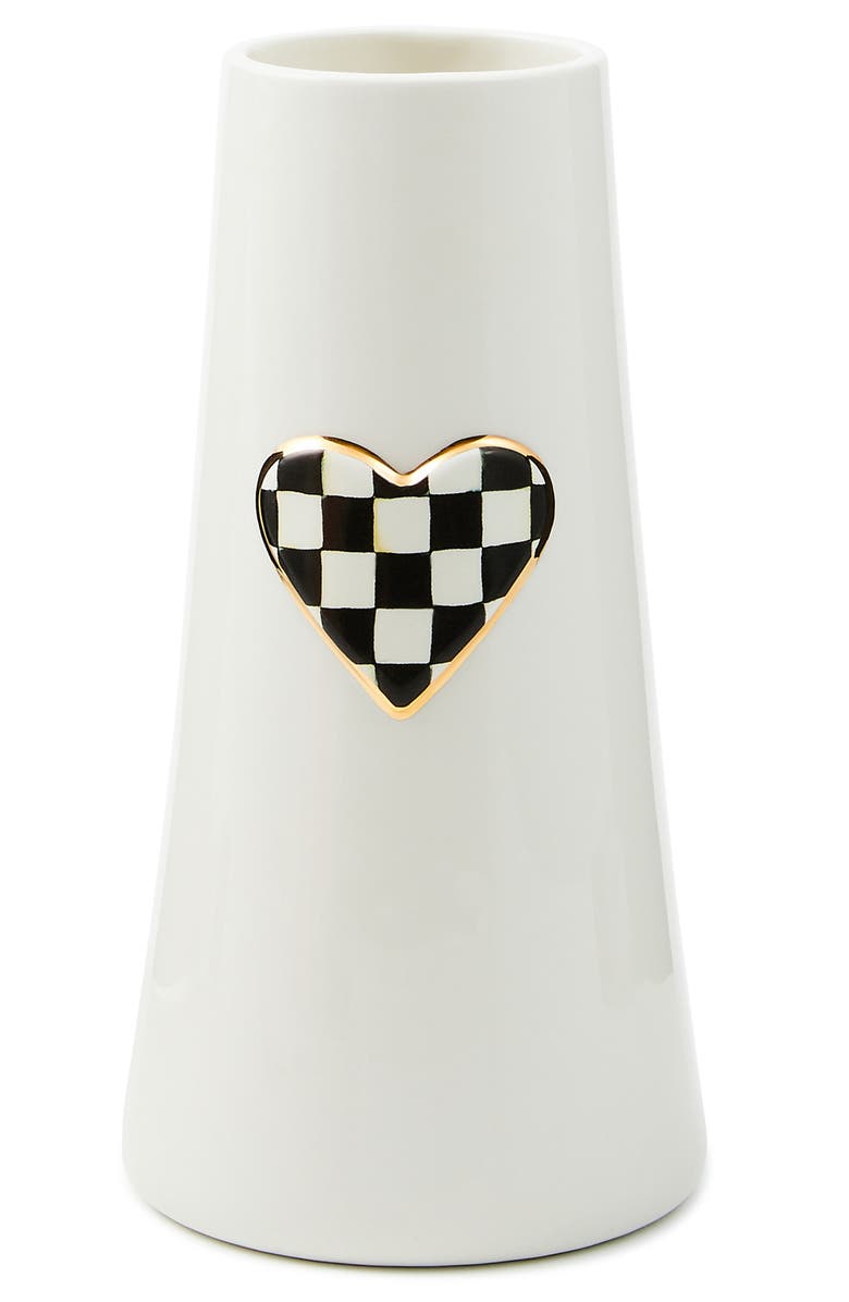 MACKENZIE CHILDS Courtly Check<sup>®</sup> Heart Vase, Main, color, Black/ White