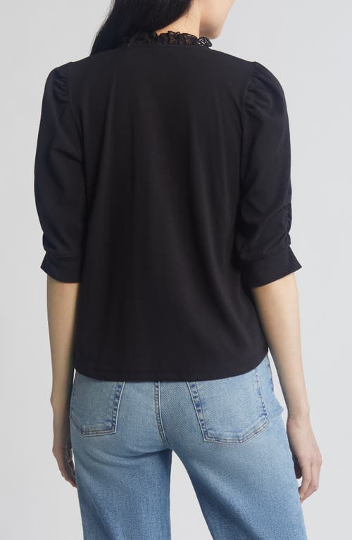 Wit & Wisdom Ruffle & Lace Trim Top
