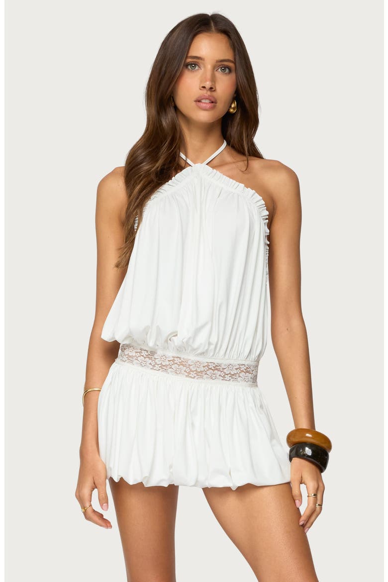 Aida Open Back Bubble Hem Minidress, Alternate, color, WHITE