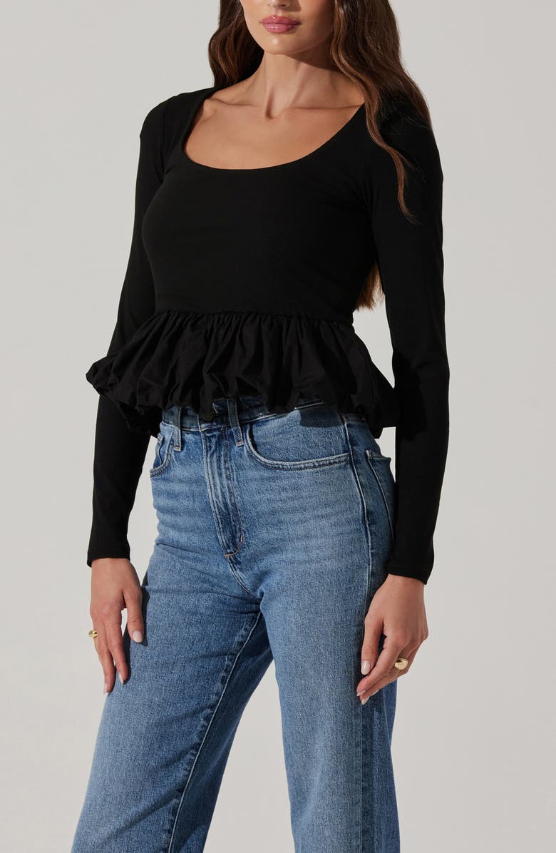 ASTR the Label Bubble Peplum Top, Alternate, color, Black