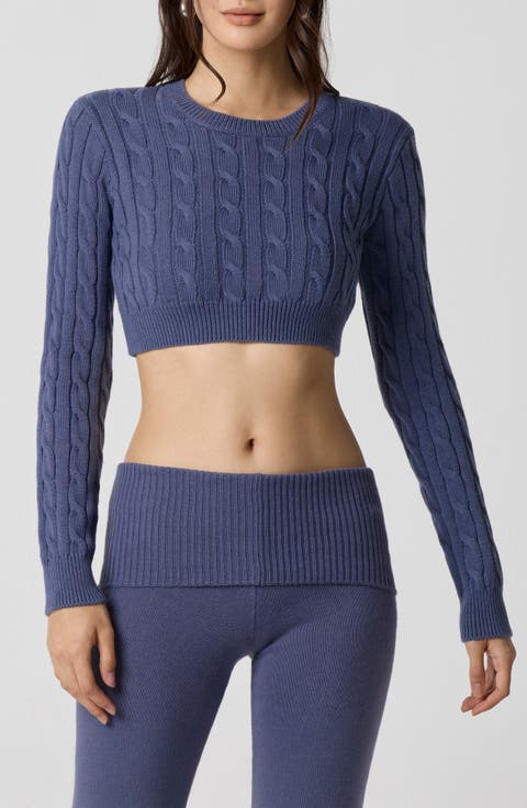 Barre Crop Cable Sweater