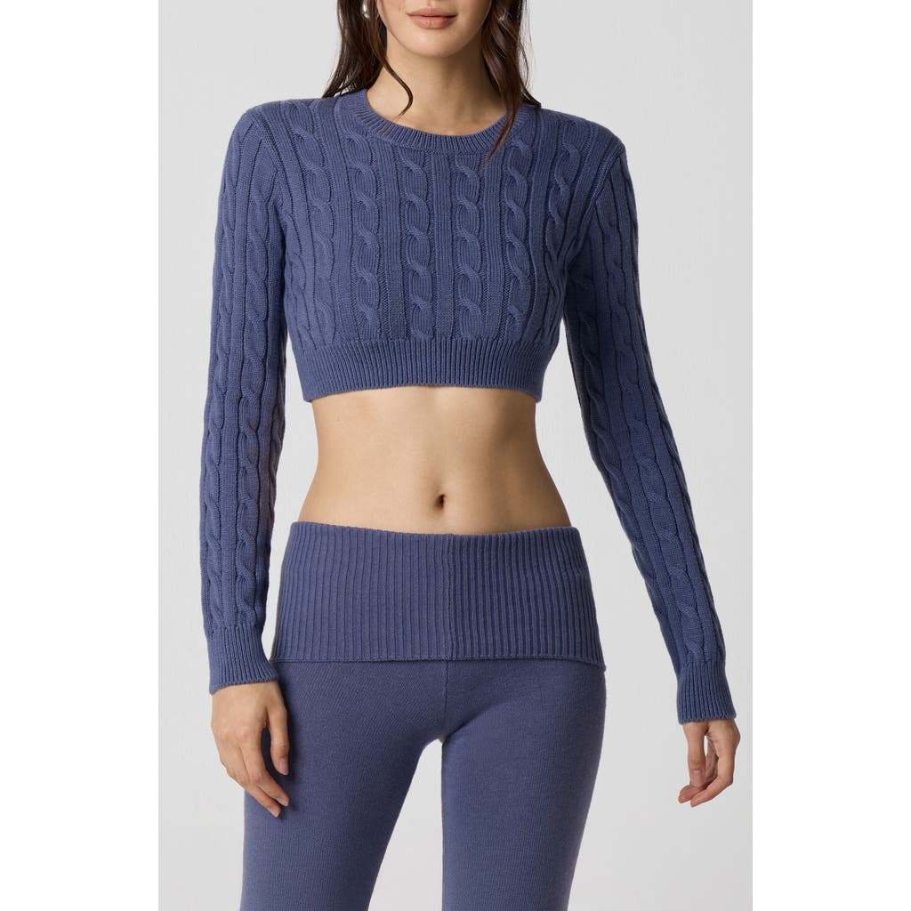 Florence By Mills Ballet Cable Crop Sweater In Blue