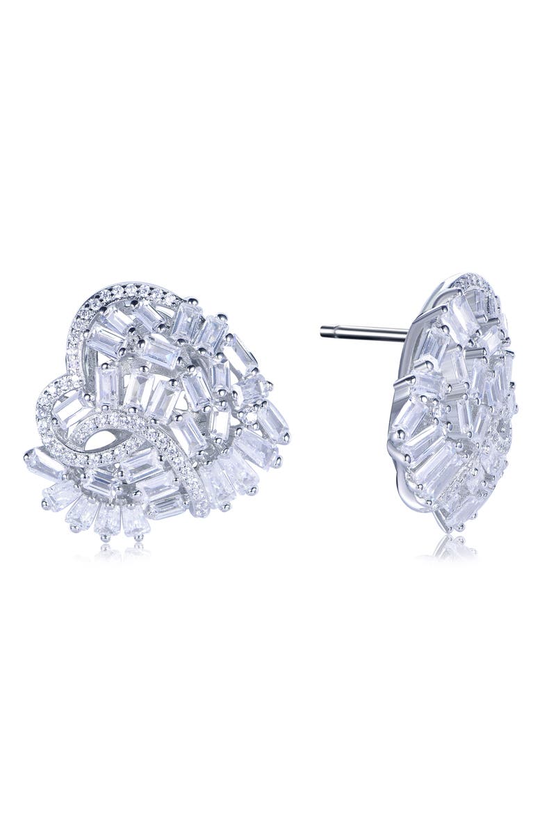 SUZY LEVIAN Cubic Zirconia Cluster Heart Stud Earrings, Alternate, color, White