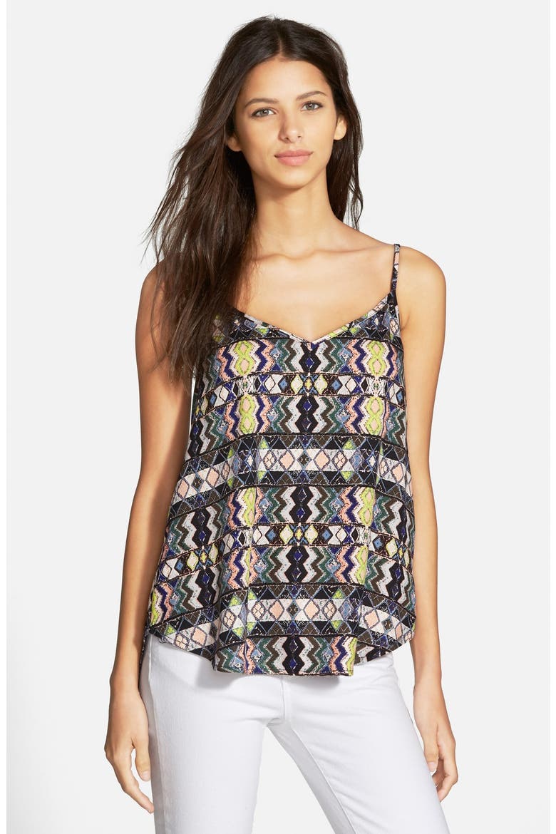 'Veracruz' Woven V-Neck Tank, Main, color, BLACK