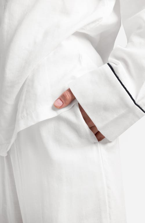 Sunday Citizen Gender Inclusive Piped Cotton Blend Pajamas In White