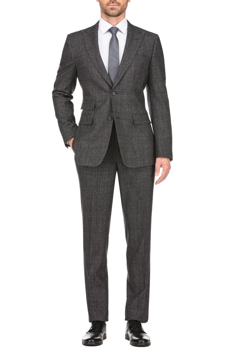 English Laundry 2-Piece Trim Fit Plaid Jacket & Pants Suit Set, Main, color,