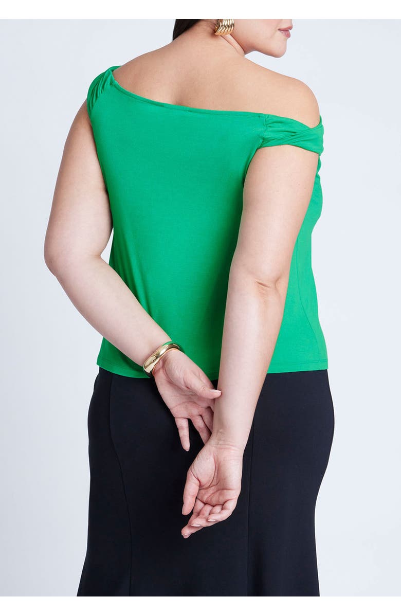 ELOQUII Asym Twist Sleeve Top, Alternate, color, Bright Green