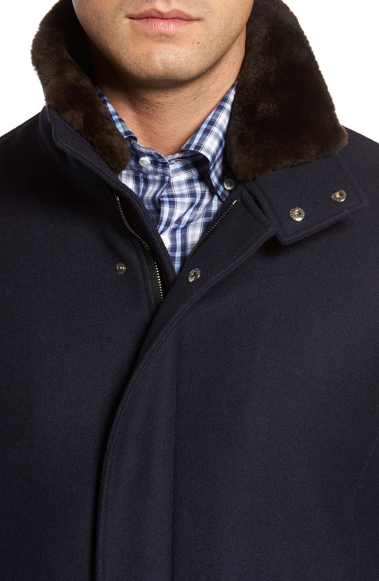 Herno Genuine Beaver Fur Collar Wool Blend Coat, Alternate, color,