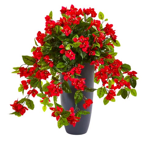 26-in Bougainvillea Artificial Plant in Planter UV Resistant (Indoor/Outdoor)