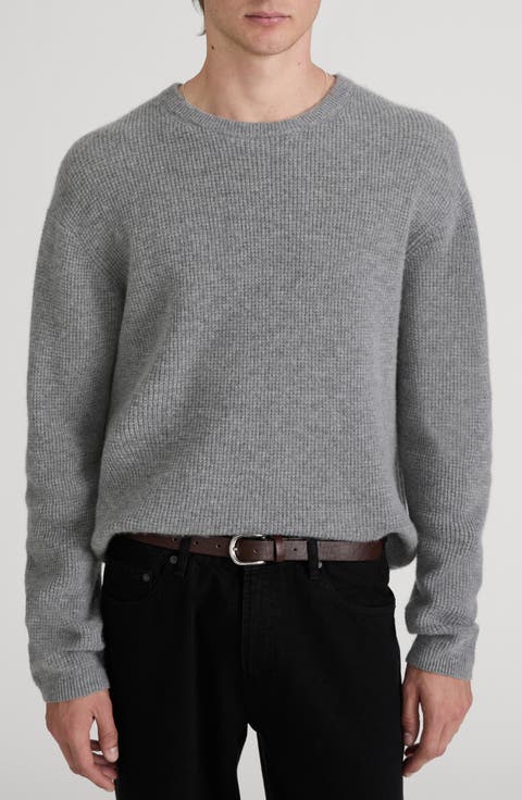 Waffle Cashmere Blend Crewneck Sweater