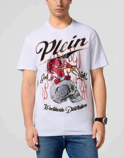 Round Neck T-Shirt Little Devil Crystal Men