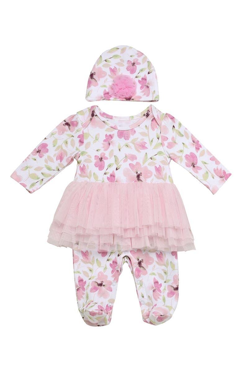 BABY STARTERS Tutu Romper & Knit Cap Set, Main, color, 