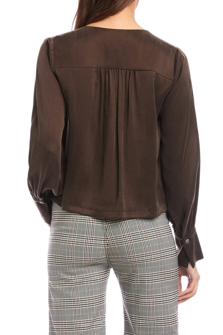 Kayla Tie Front Top, Alternate, color, BROWN