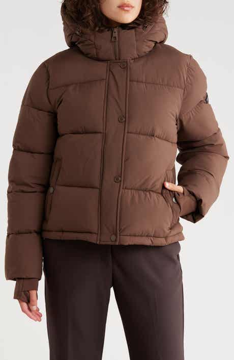 BCBGeneration Missy Hooded Water Resistant Crop Puffer Jacket