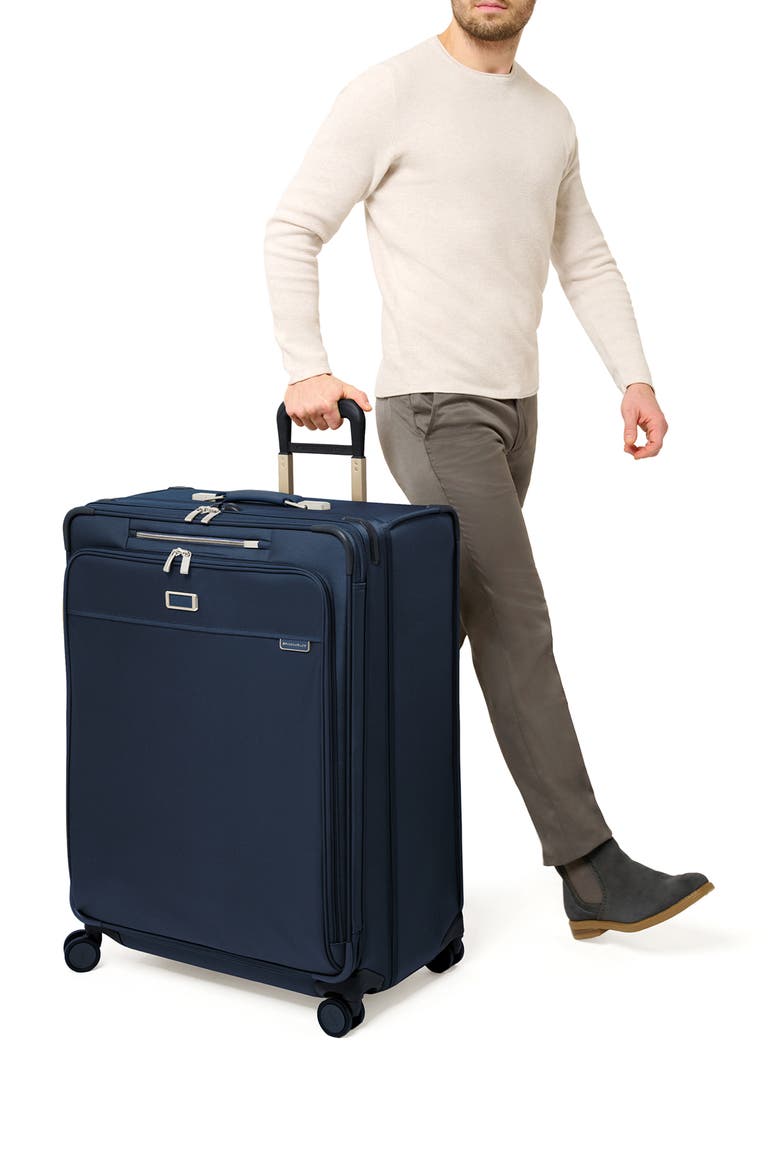 Baseline Extra Large Expandable Spinner Suitcase, Alternate, color, NAVY