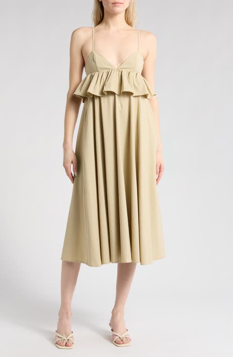 Empire Waist Peplum Midi Dress