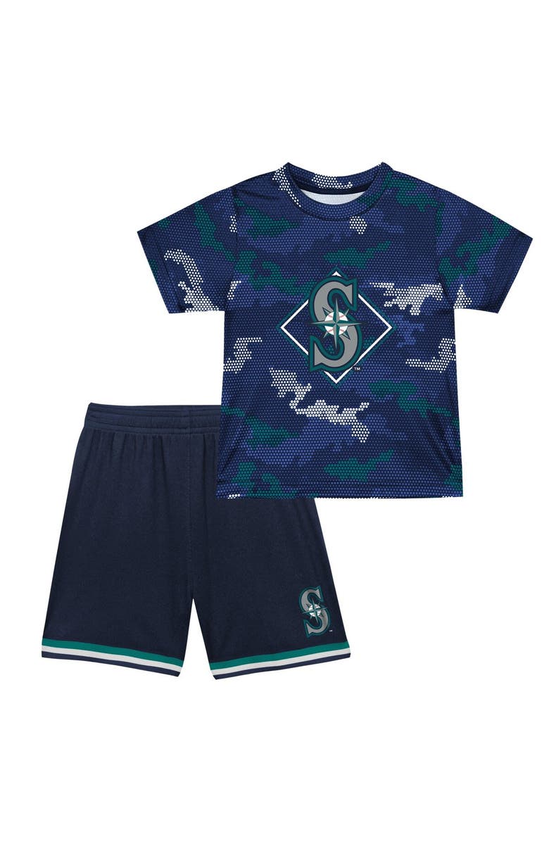 Outerstuff Toddler Fanatics Branded Navy Seattle Mariners Field Ball T-Shirt & Shorts Set, Alternate, color, 