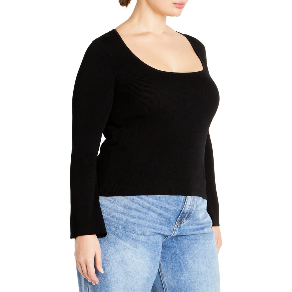 City Chic Brooklyn Rib Sweater In Black