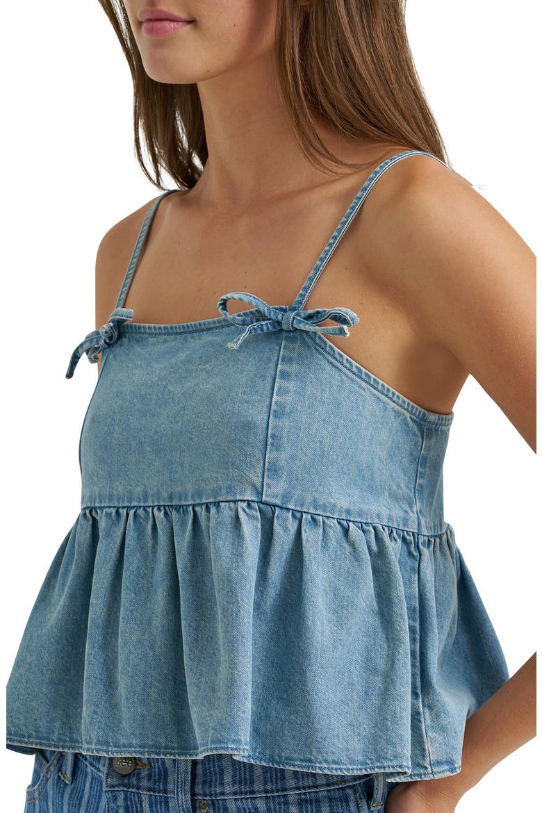 Denim Peplum Camisole, Alternate, color, MID STEP