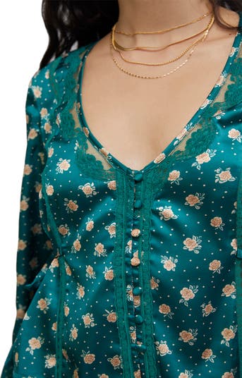 Field of Roses Satin & Lace Top