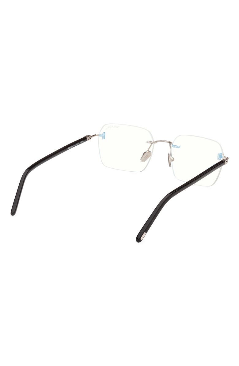 TOM FORD 54mm Rectangular Blue Light Blocking Optical Glasses, Alternate, color, Palladium Black / T Logo