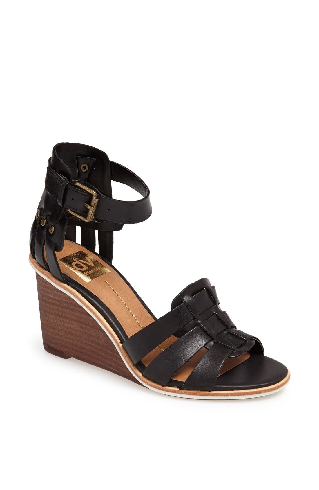 DV by Dolce Vita 'Cho' Wedge Sandal (Nordstrom Exclusive), Main, color, BLACK LEATHER