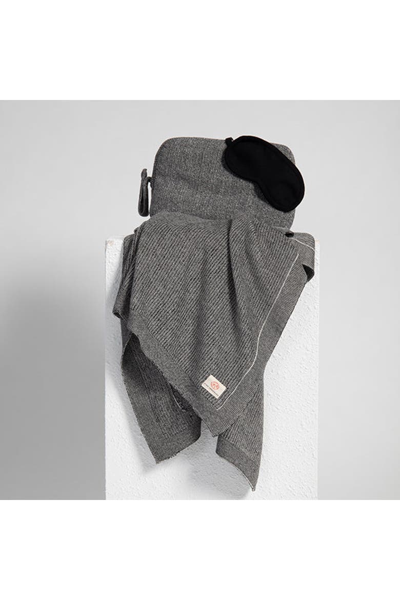 Shades Organic Cotton Travel Blanket and Eye Mask Set, Alternate, color, Black