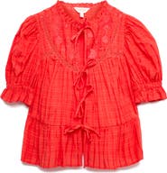 PER UNA BY M&S Embroidered Tie Front Top