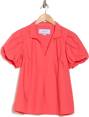 Tommy Bahama Oceana Puff Sleeve Cotton Poplin Top