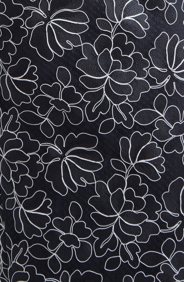 Lela Rose Naomi Floral Lace Dress, Alternate, color, Black/ Ivory