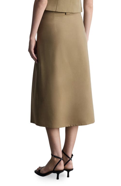 Mango Pleated Midi Skirt In Khaki