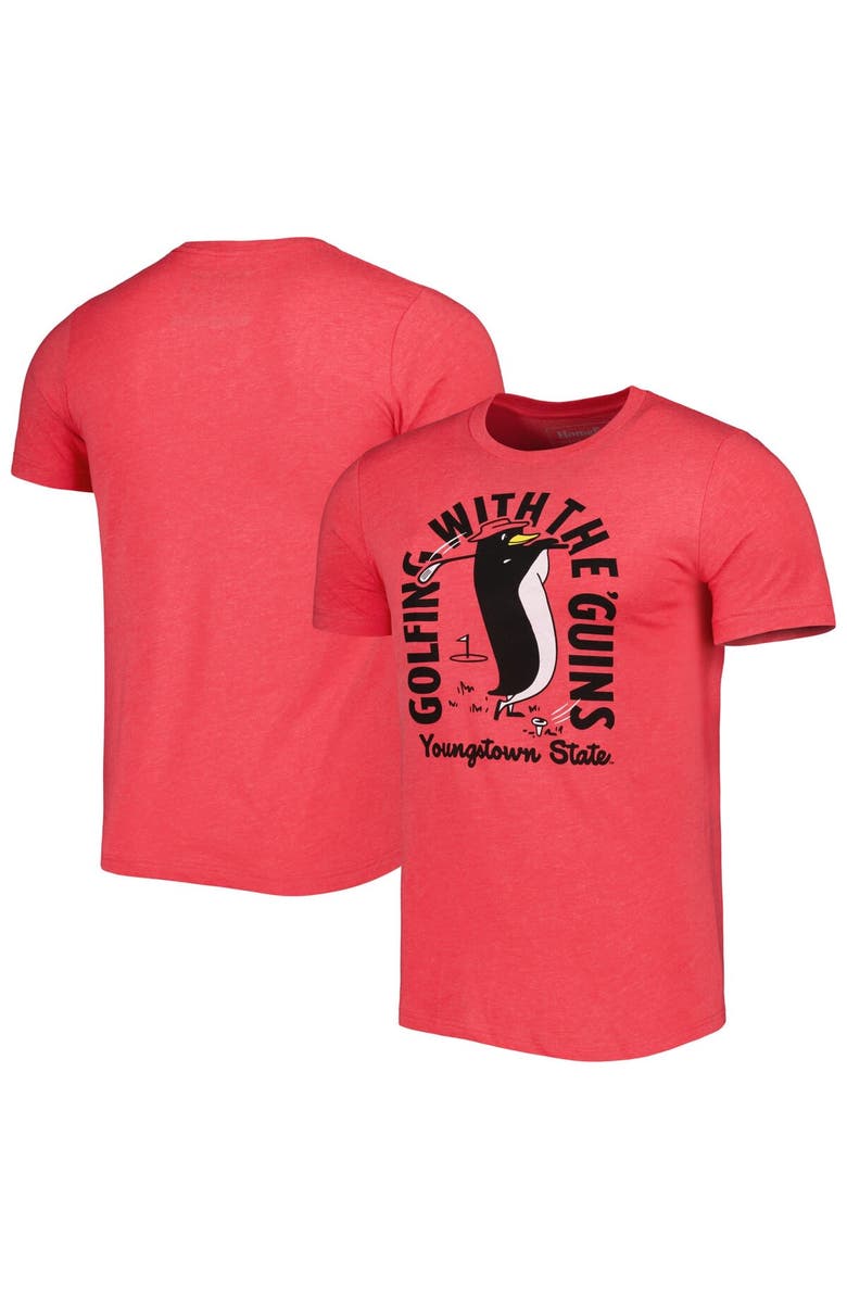 HOMEFIELD Men's Homefield Heather Red Youngstown State Penguins Retro Golfing Hometown T-Shirt, Main, color, 