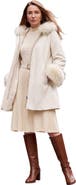 Jessica London Hooded Faux Fur Trim Coat