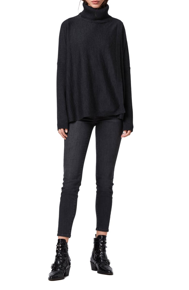 AllSaints Koko Merino Wool Turtleneck Wrap Sweater, Alternate, color, 