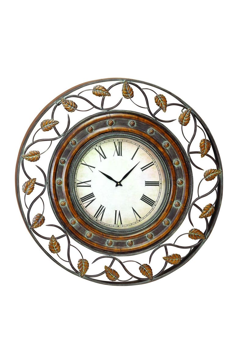 UMA Metal Leaf Wall Clock, Main, color, 
