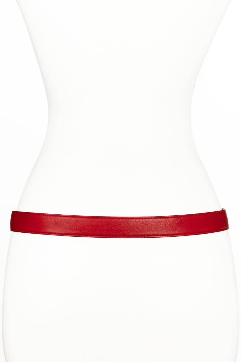 Rocky Buckle Leather Belt, Alternate, color, Red