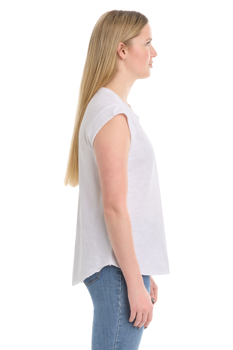 Ruched Shoulder Tee, Alternate, color, White