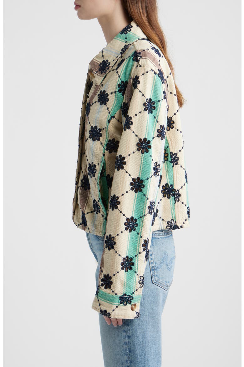Cassie Mod Stripe Eyelet Cotton Jacket, Alternate, color, IVORY COMBO - STRIPE